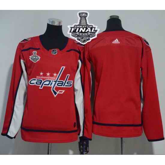 Adidas Capitals Blank Red Home Authentic Stanley Cup Final Champions Womens Stitched NHL Jersey